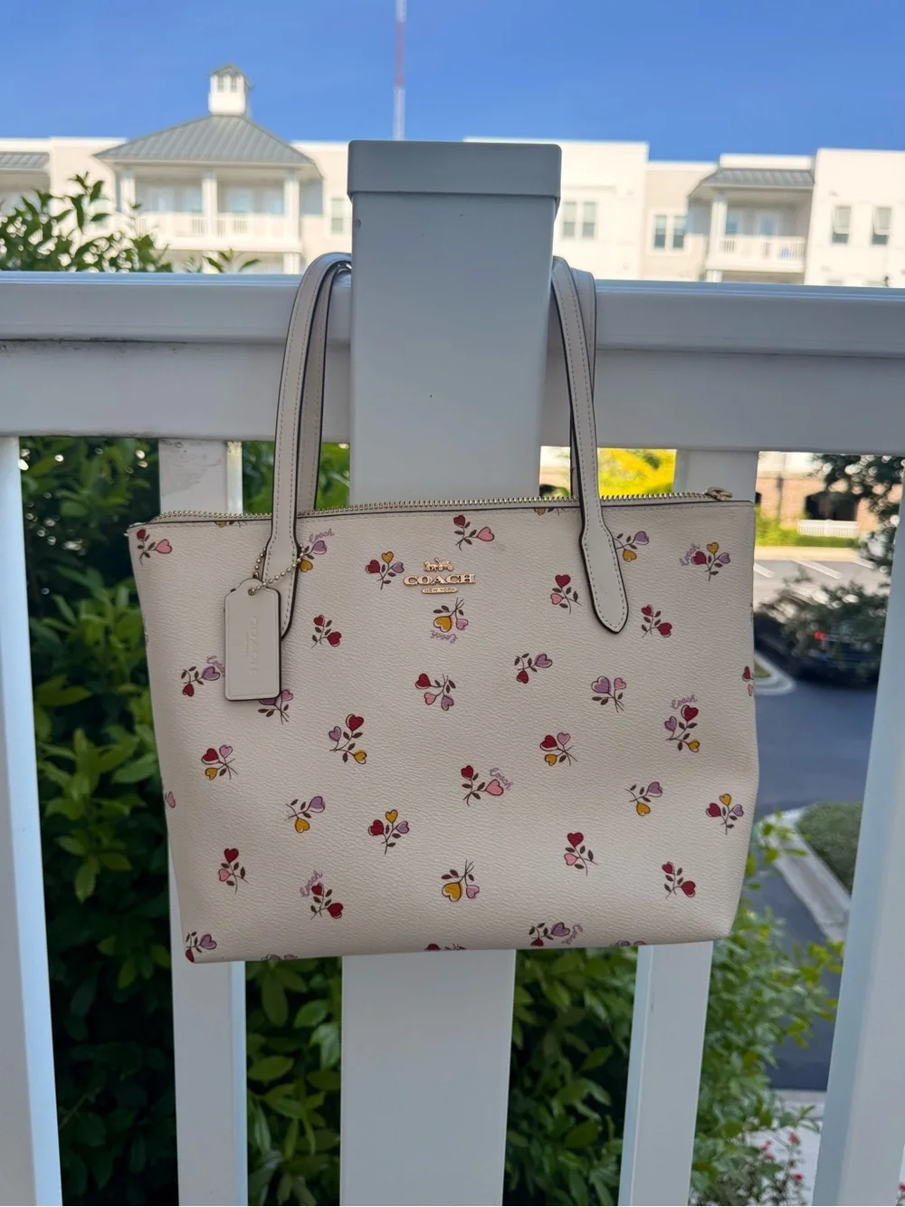 Coach Cream Floral Zip-Top Tote